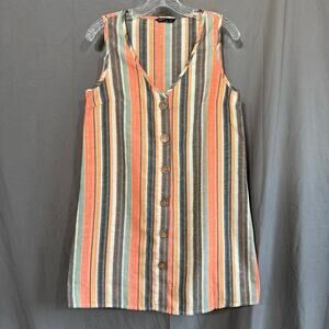 SHEIN Striped Sleeveless‎ Button Front Shift Dress – Size US 6 (M)